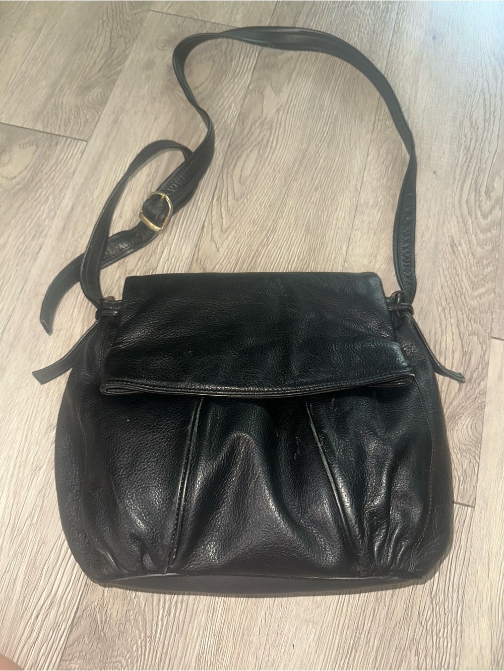 Carlos D’Santi Black Leather Boho Shoulder Bag Crossbody Bag Purse